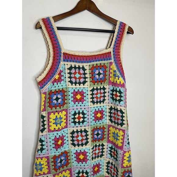 Fashion Nova Women's Large Salini Crochet Mini Dress NWT Sleeveless Colorful - Picture 2 of 7